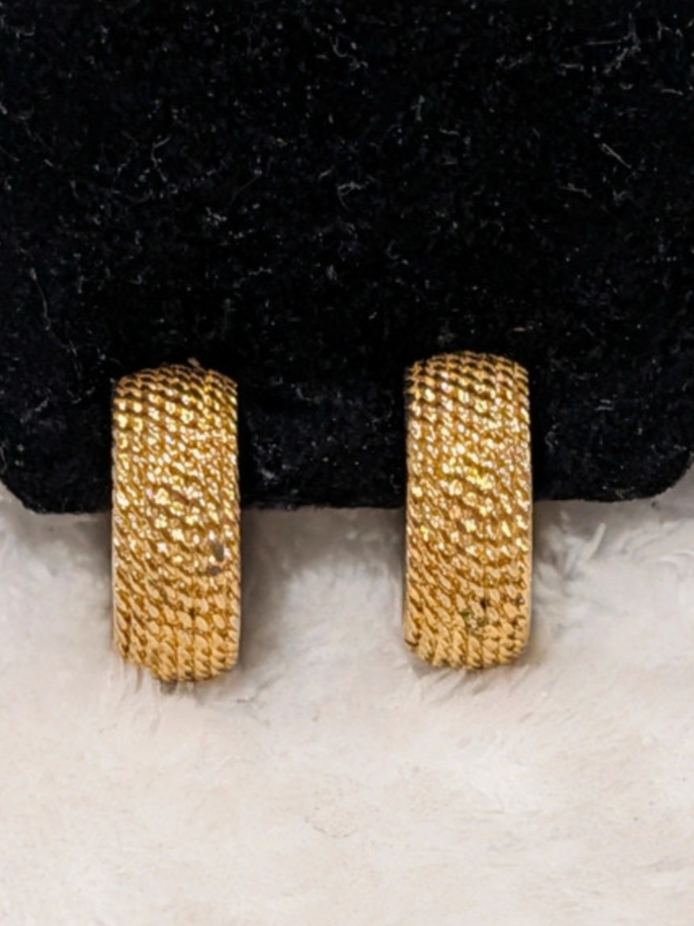 Monet Gold Textured Hoop Clip Earrings